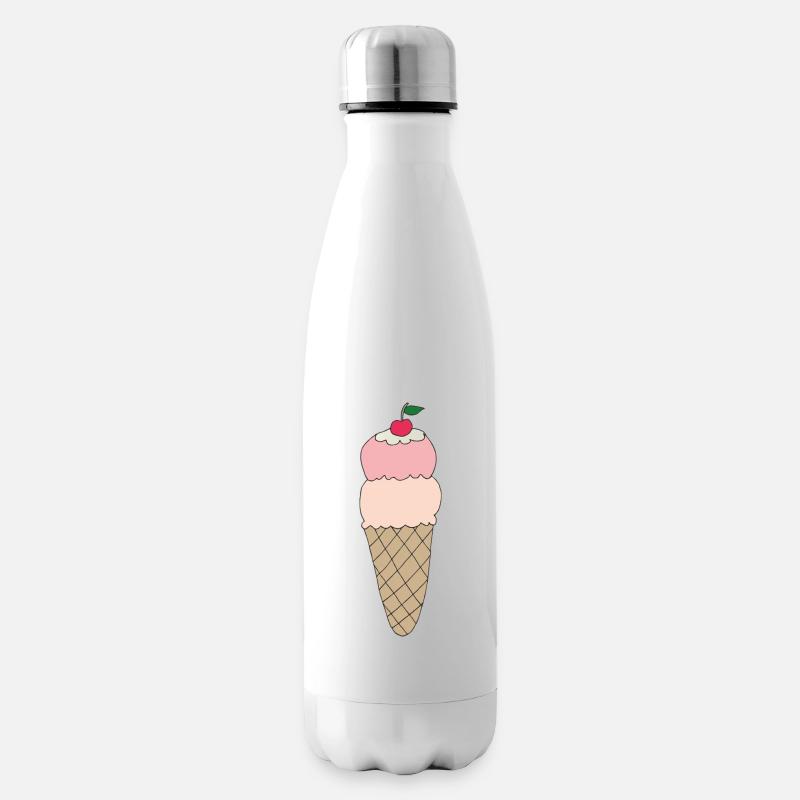 Eiscreme mit Kirsche Design - Isolierflasche - Weiß