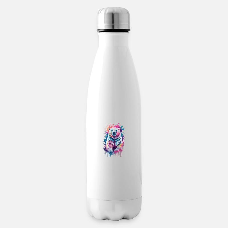 Eisbär kühl auf dem Arktischen Ozean, Arktis, bunt - Isolierflasche - Weiß