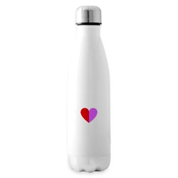 Coeur bicolore rouge-rose foncé - Bouteille isotherme - blanc - Droite