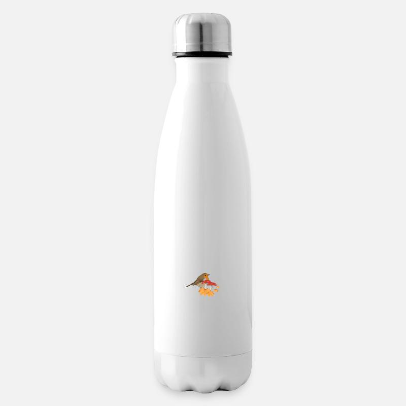 Rotkehlchen Herbst Vogel Vogelbeobachter Halloween - Isolierflasche - Weiß