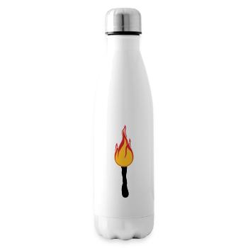 fackel nachtwanderung licht hell feuer flamme heis - Isolierflasche - Weiß - Rechts
