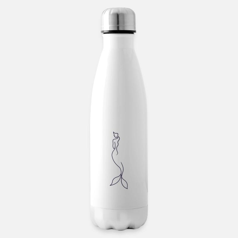 Sirène silhouette conte de fées dessiné à la main - Bouteille isotherme - blanc