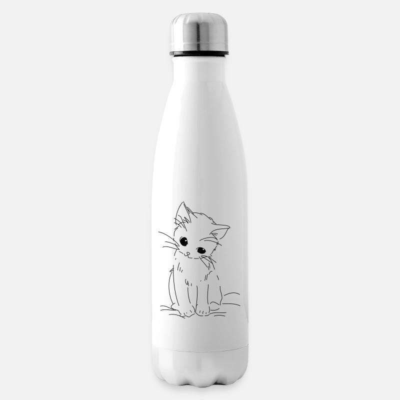 chaton timide - Bouteille isotherme - blanc