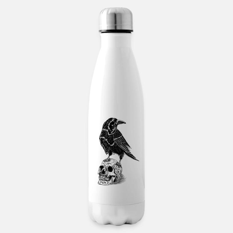 Raven and skull - Isolierflasche - Weiß