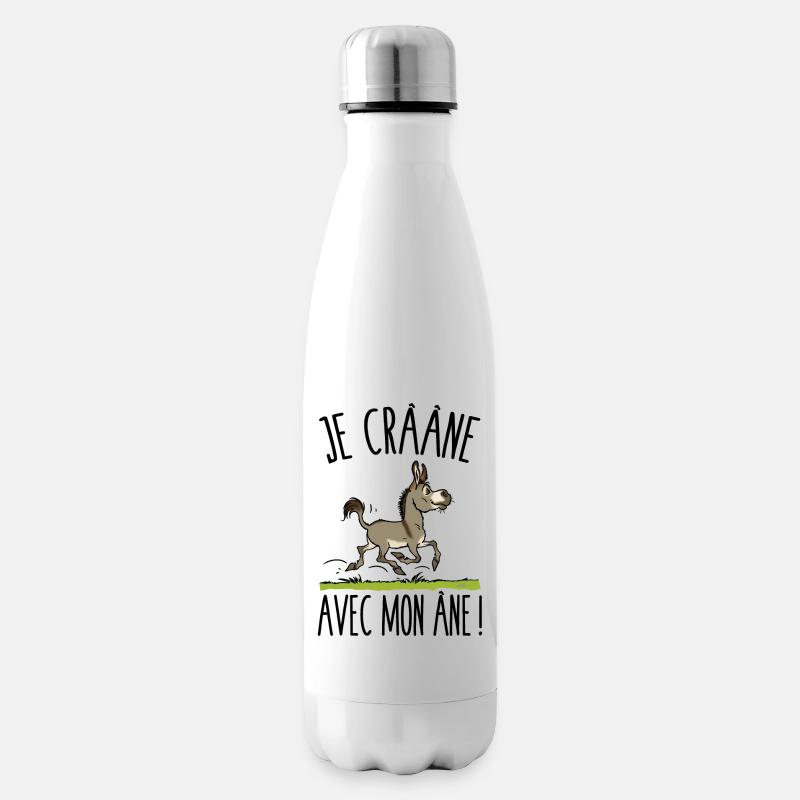 Je crâne avec mon âne (âne gris) - Bouteille isotherme - blanc