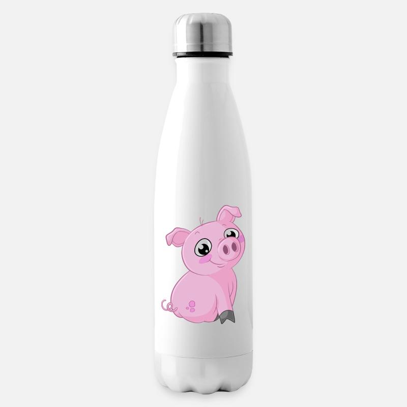 Süßes Comic Schweinchen - Isolierflasche - Weiß