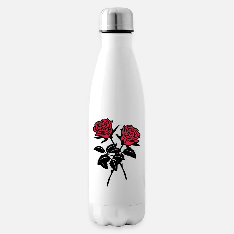 Rosen - Isolierflasche - Weiß
