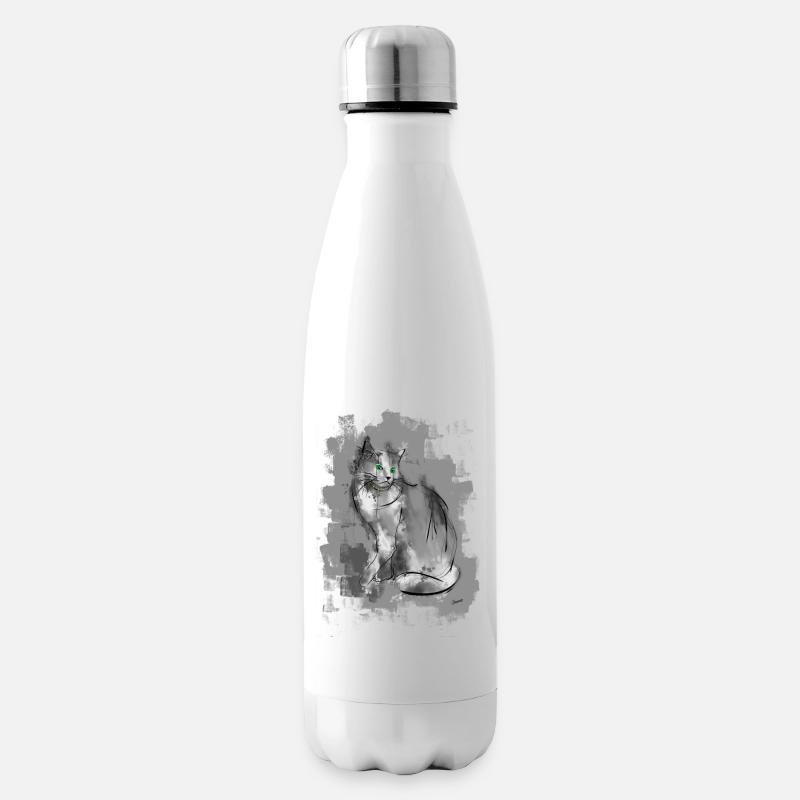 Katze - Isolierflasche - Weiß