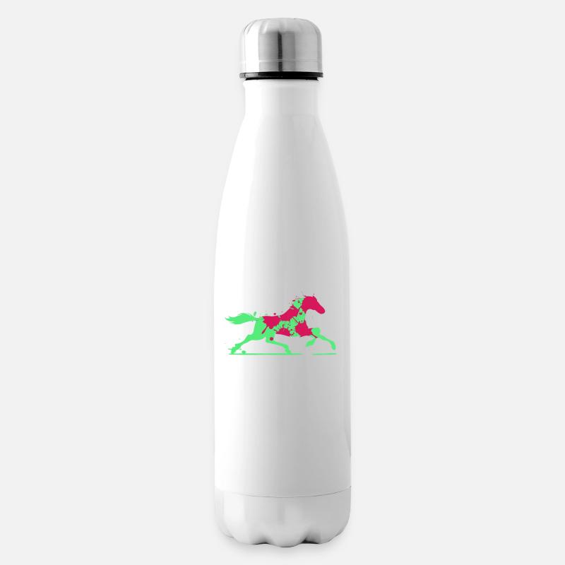 Buntes Pferd - Isolierflasche - Weiß