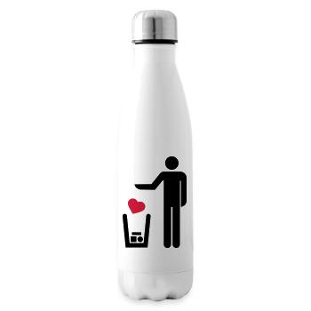 herz liebe verliebt ungluecklich muelleimer muell - Isolierflasche - Weiß - Rechts