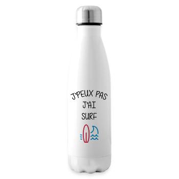 Surf / Surfeur / Sport / Sportif / J'peux pas - Bouteille isotherme - blanc - Droite