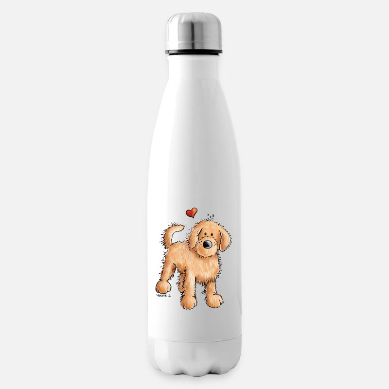 Doodle mit Herz - Goldendoodle - Hund - Geschenk - Isolierflasche - Weiß