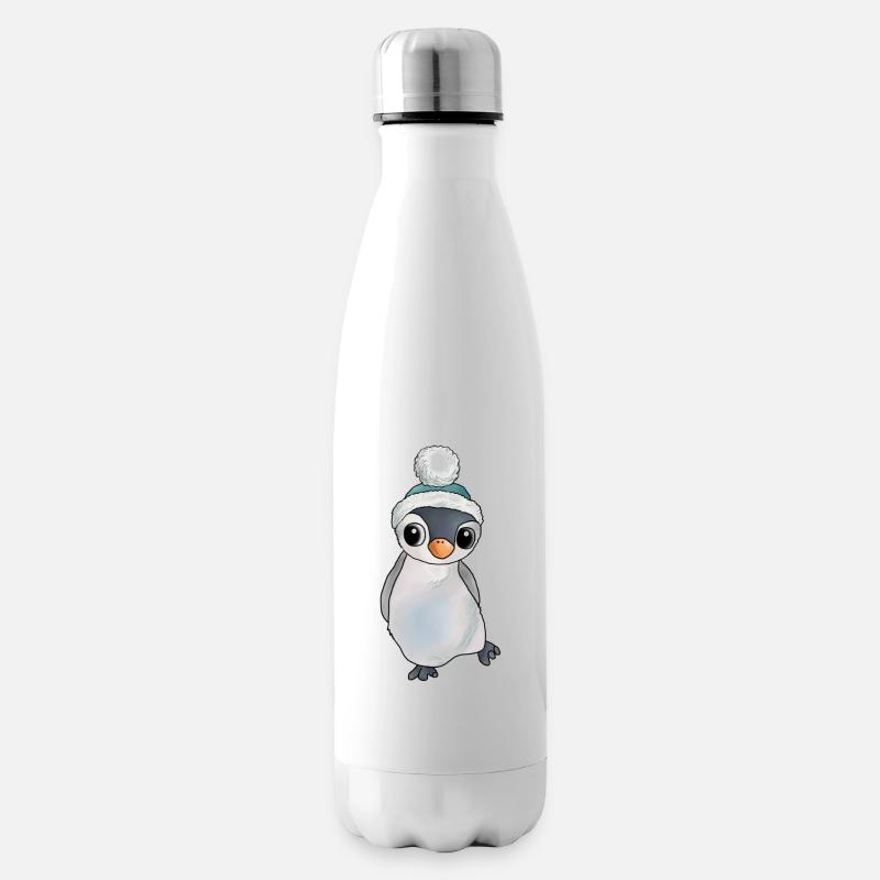 Pingouin avec chapeau - Bouteille isotherme - blanc