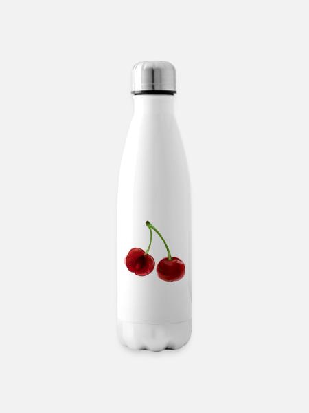 Kirschen Kirschpaar - Isolierflasche - Weiß