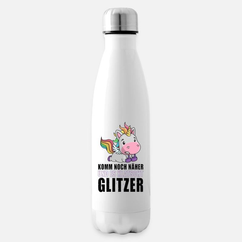 Noch näher es klatscht Glitzer Einhorn Geschenk - Isolierflasche - Weiß