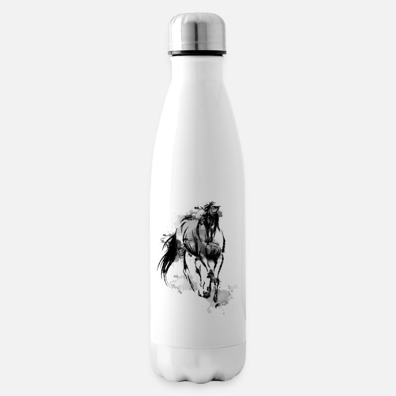 Cheval aquarelle - Bouteille isotherme - blanc