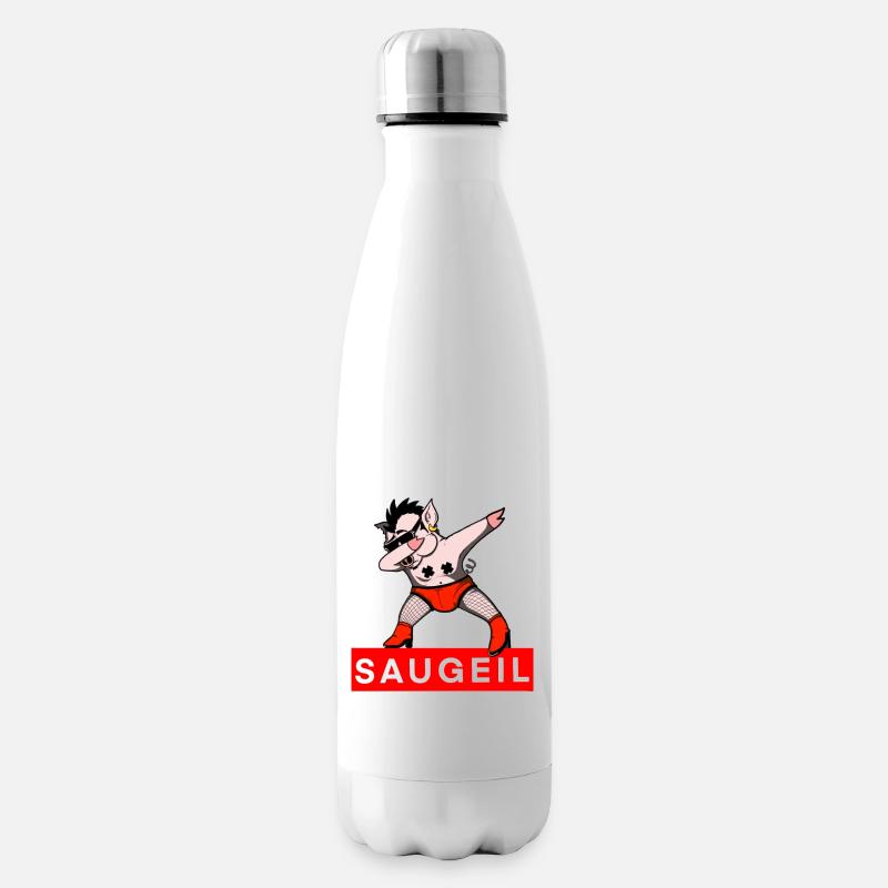 Schwein DAB Saugeil - Isolierflasche - Weiß