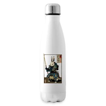 Japanese rabbit in samurai armor in ukiyo-e style - Insulated Water Bottle - white - Right
