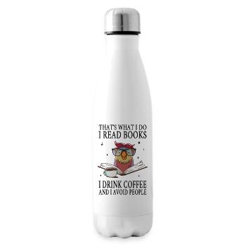 Ich lese Bücher, trinke Kaffee und meide Menschen - Isolierflasche - Weiß - Rechts