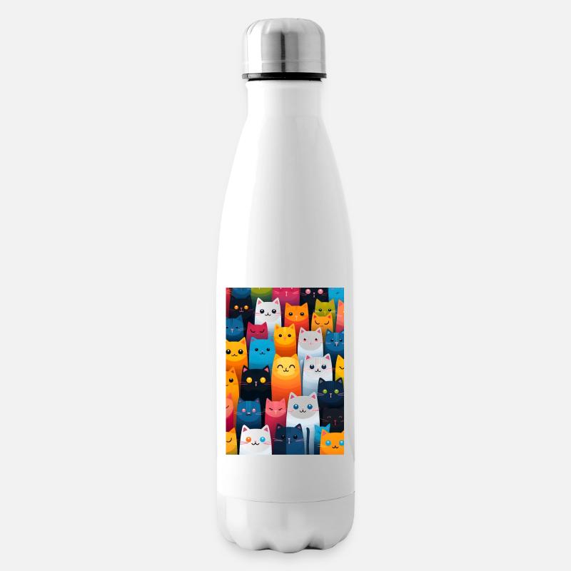 cat pattern - Bouteille isotherme - blanc