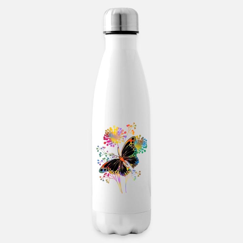 Schmetterling - Isolierflasche - Weiß