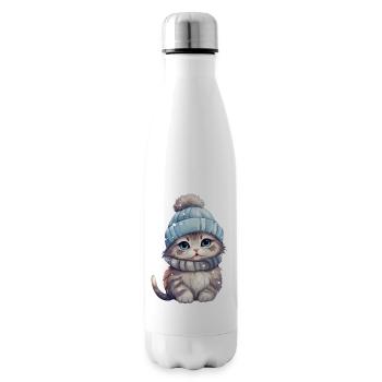 Winter Katze - Isolierflasche - Weiß - Rechts