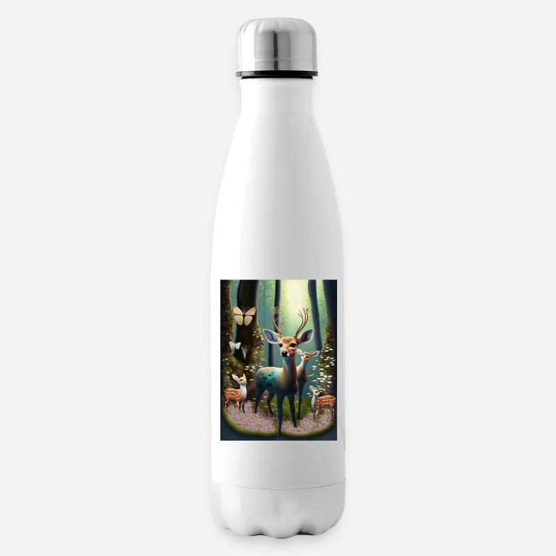 Rehkitze mit Schmetterlinge - Isolierflasche - Weiß