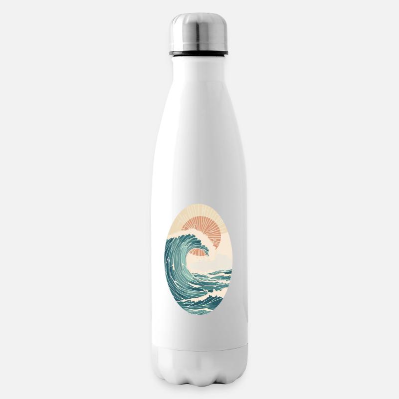 Vagues colorées et Sun Surf Design - Perfect Surf - Bouteille isotherme - blanc