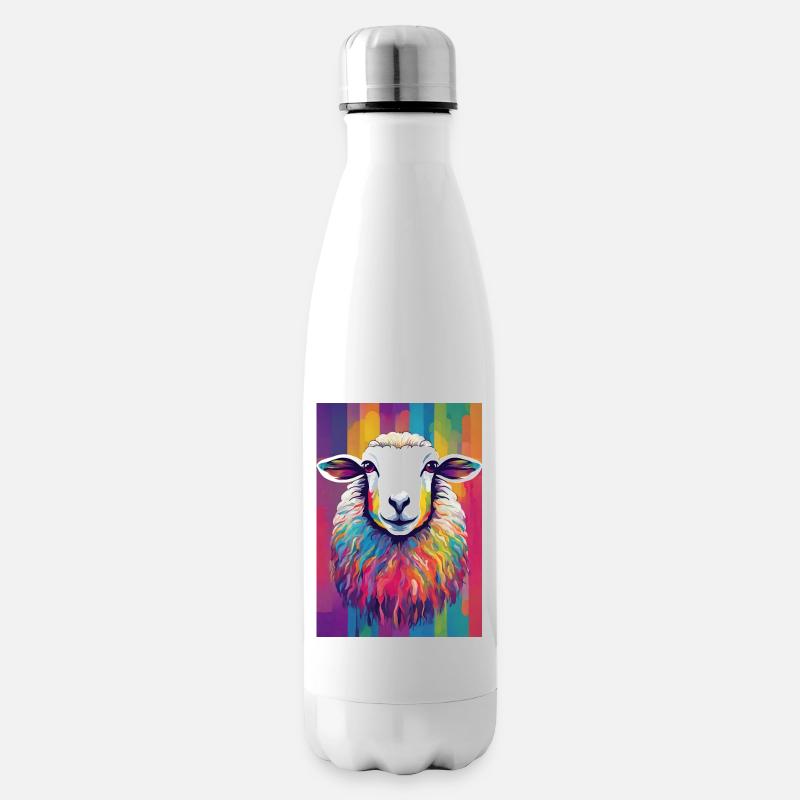 Buntes Schaf - Isolierflasche - Weiß
