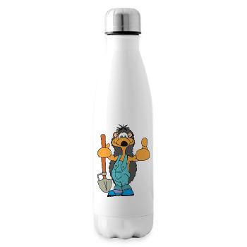 The gardener hedgehog works in the garden - Insulated Water Bottle - white - Right