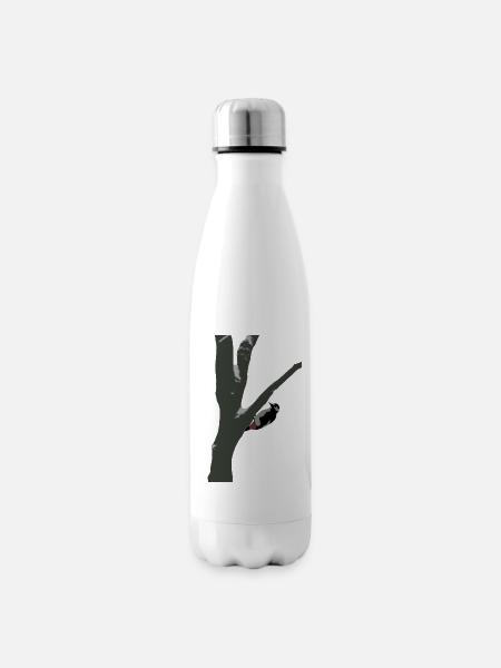 Specht im Winter - Isolierflasche - Weiß