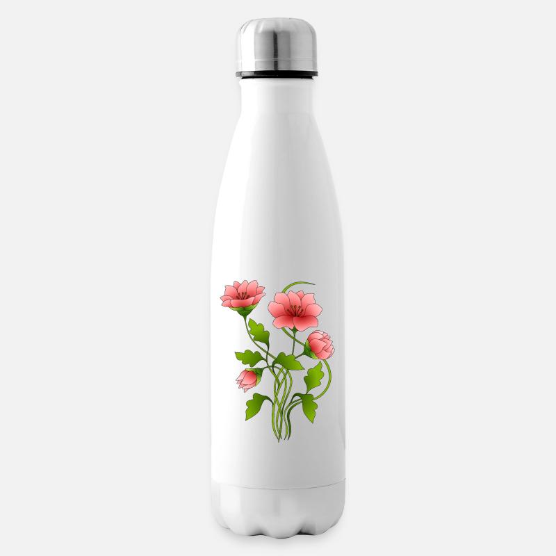 Blumen - Isolierflasche - Weiß
