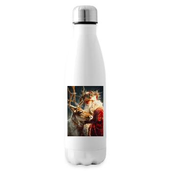Winterliche Umarmung des Weihnachtsmanns und der Rentiere - Isolierflasche - Weiß - Rechts