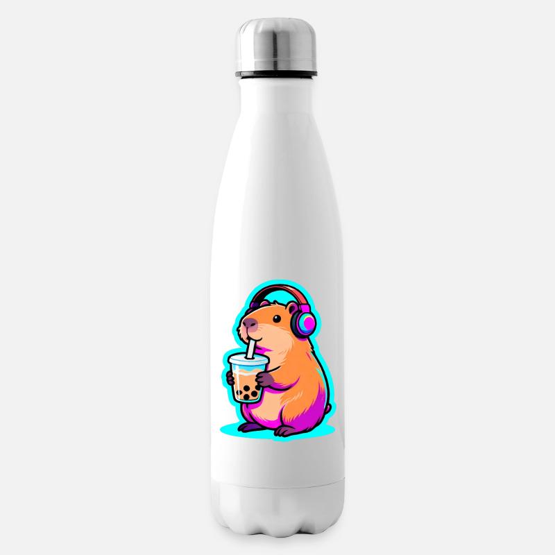 Süßes Capybara Bubble Tea Kawaii Tier Geschenk - Isolierflasche - Weiß
