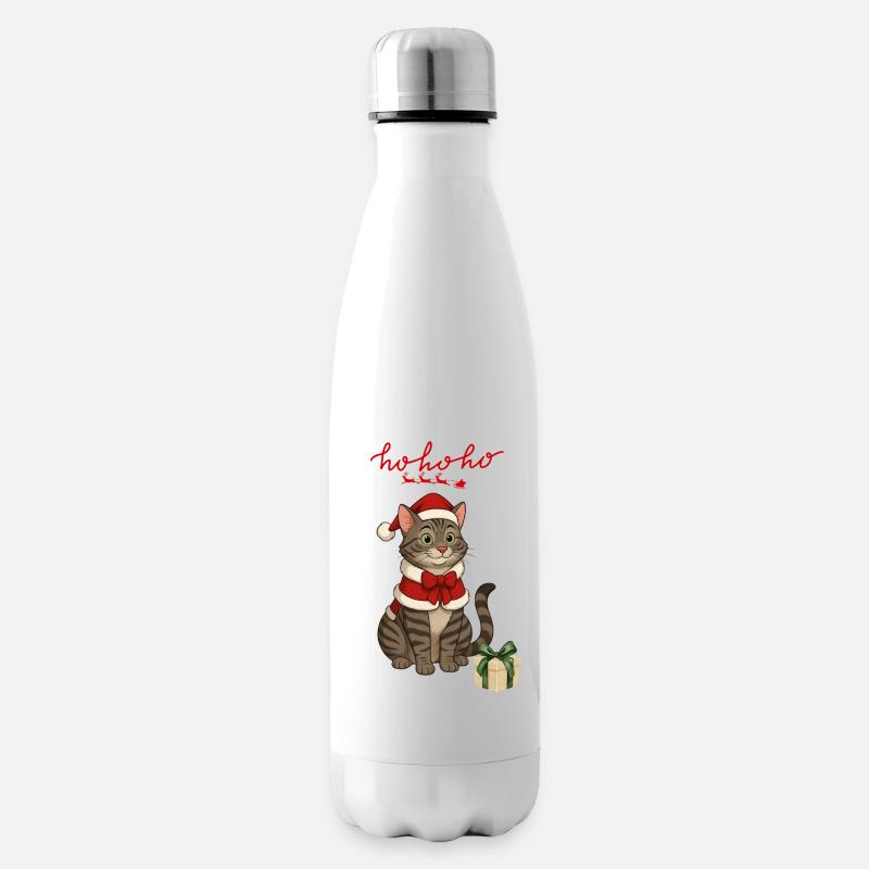 HoHoho, Graue Katze - Isolierflasche - Weiß