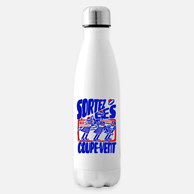 Sortez les coupe vent rétro bleu blanc rouge - Bouteille isotherme - blanc