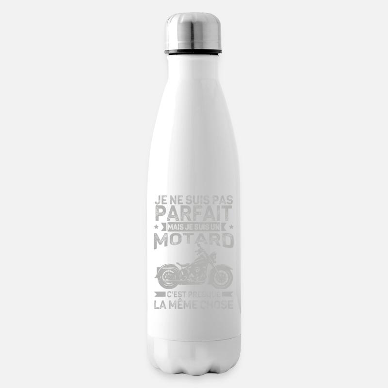 Motorrad mit Nicht perfektem Humor - Isolierflasche - Weiß