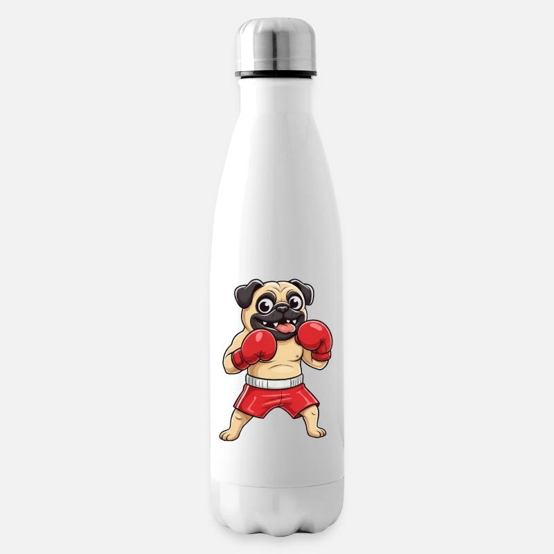 Mops Boxer Selbstverteidigung Kampfsport Schwarzgu - Isolierflasche - Weiß