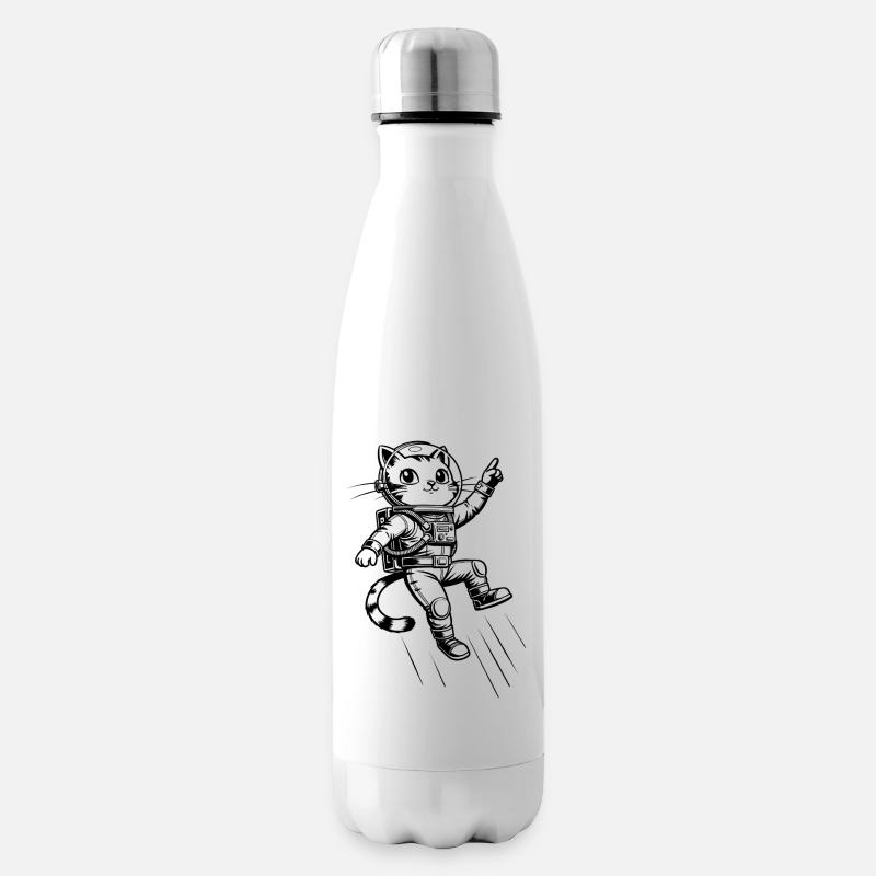 Cat Astronaut - Insulated Water Bottle - white