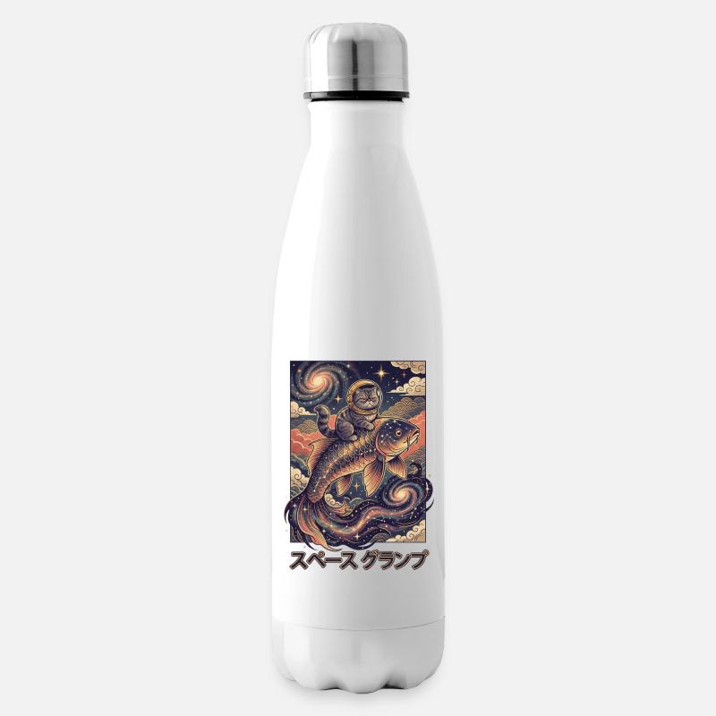 Chat astronaute sur des koi cosmiques - Bouteille isotherme - blanc