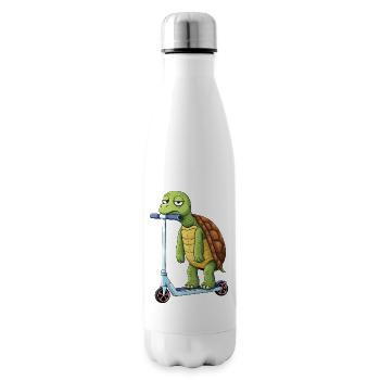 Cute Turtle Cartoon Boring Scooter Scooter - Insulated Water Bottle - white - Right