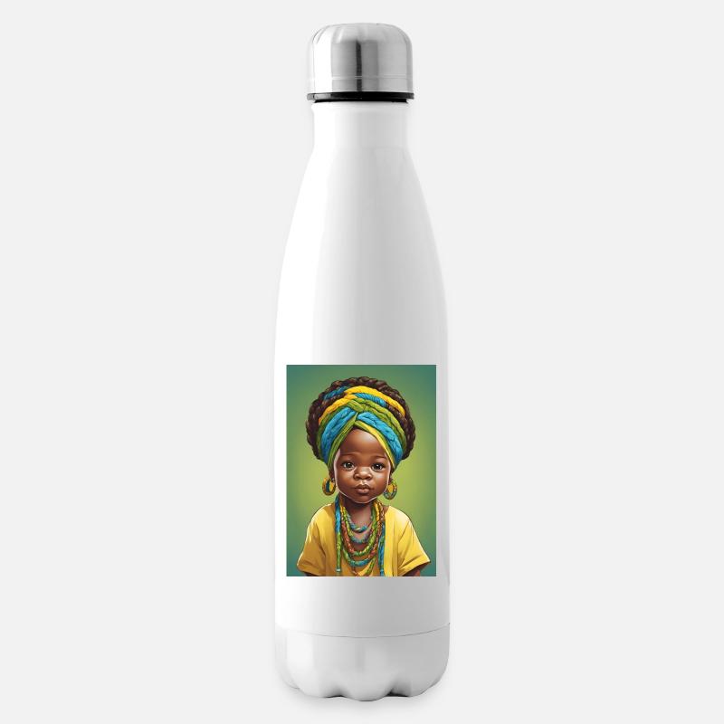 Portrait Afro enfant couleur vive - Bouteille isotherme - blanc