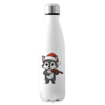 Christmas Wolf Animal Playing Violin Art - Insulated Water Bottle - white - Right