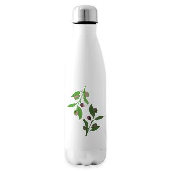 olive branches green pink - Insulated Water Bottle - white - Right