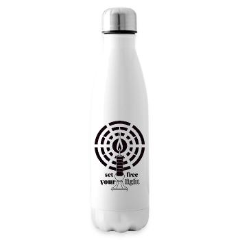 Dark Magenta Glow – Minimalist Art Deco Candle - Insulated Water Bottle - white - Right