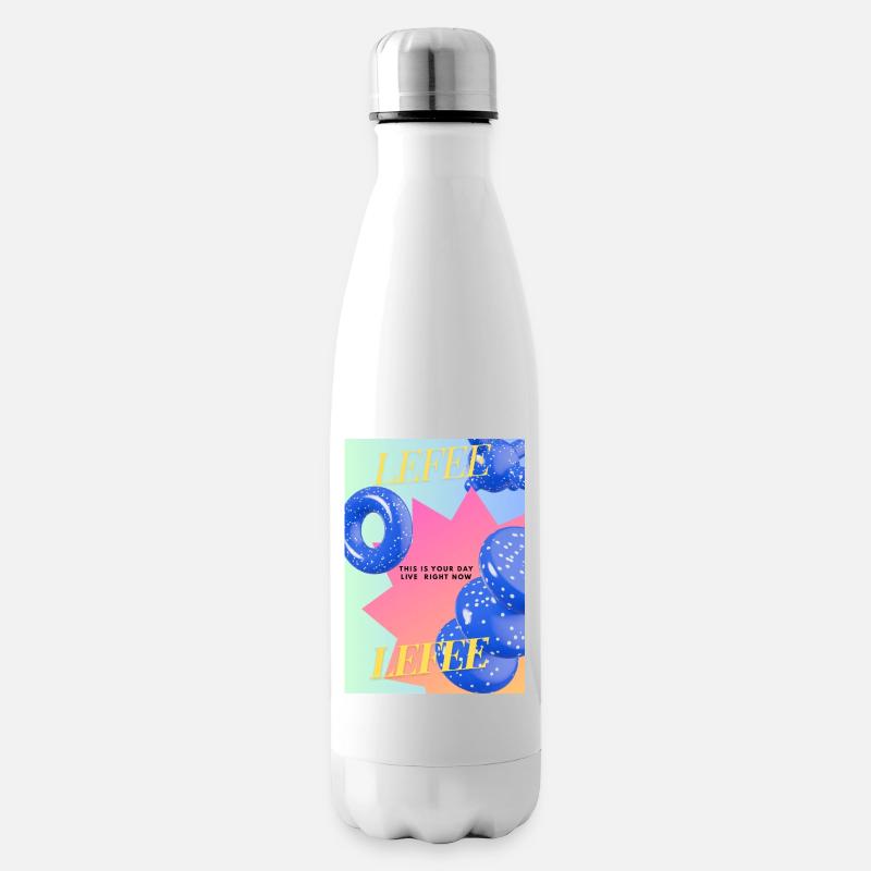 Lebe Dein Tag – bunte Ballon-Explosion - Isolierflasche - Weiß