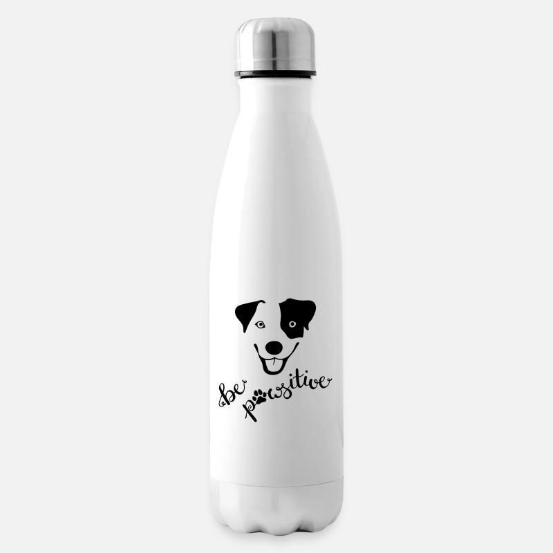 Chien joyeux « be pawsitive » - Bouteille isotherme - blanc