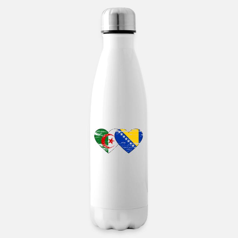 Algérie Bosnie drapeau coeur utilisé - Bouteille isotherme - blanc