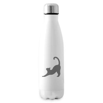 Katze grau - Isolierflasche - Weiß - Rechts