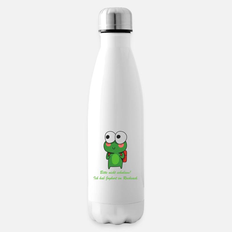 Joghurt im Rucksack Witziger Spruch mit Frosch - Isolierflasche - Weiß